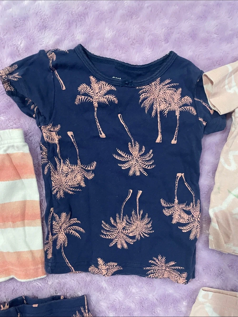 Carter's Navy Palm & Pink Bunny Kids Pajama Set - 4 Pieces